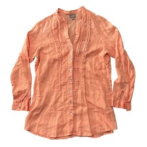 J Jill Tunic Blouse Top,‎ Women's Long Sleeve Button Up Shirt, Peach